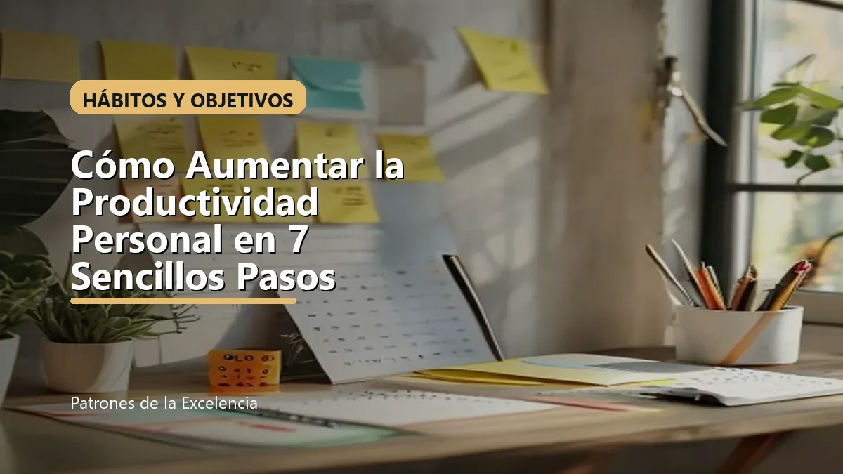 Cómo Aumentar la Productividad Personal en 7 Sencillos Pasos: portada única sobre Hábitos y objetivos