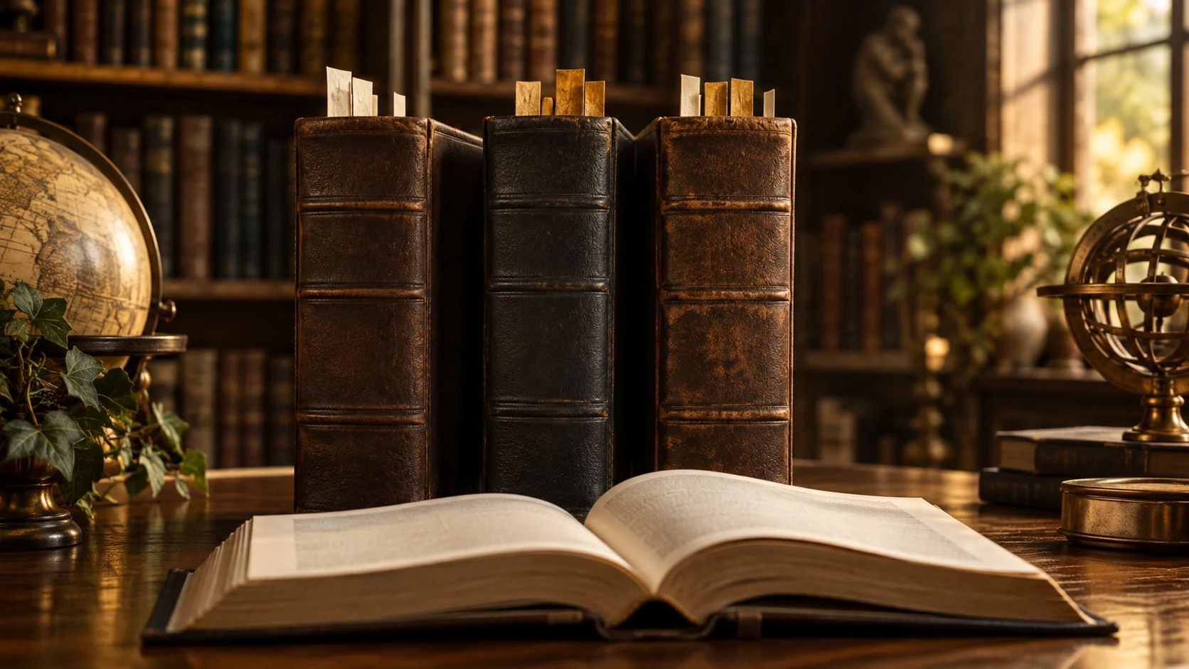 Tres ediciones de libros con separadores para comparar sus contenidos.