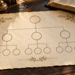 Ilustración de un árbol de relaciones entre varias generaciones.